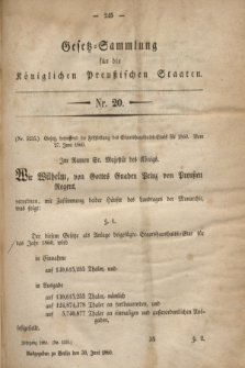 Gesetz-Sammlung für die Königlichen Preußischen Staaten. 1860, Nr. 20 (30 Juni) + dod.