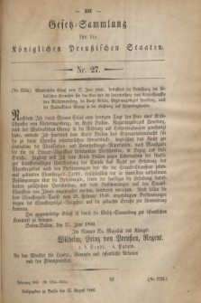 Gesetz-Sammlung für die Königlichen Preußischen Staaten. 1860, Nr. 27 (25 August)