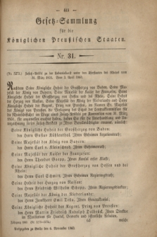 Gesetz-Sammlung für die Königlichen Preußischen Staaten. 1860, Nr. 31 (6 November)