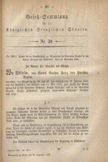 Gesetz-Sammlung für die Königlichen Preußischen Staaten. 1860, Nr. 39 (28 Dezember)