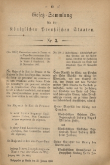 Gesetz-Sammlung für die Königlichen Preußischen Staaten. 1868, Nr. 3 (22 Januar)