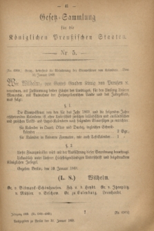 Gesetz-Sammlung für die Königlichen Preußischen Staaten. 1868, Nr. 5 (30 Januar)