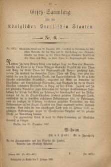 Gesetz-Sammlung für die Königlichen Preußischen Staaten. 1868, Nr. 6 (5 Februar)