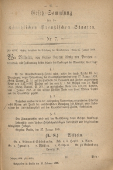 Gesetz-Sammlung für die Königlichen Preußischen Staaten. 1868, Nr. 7 (10 Februar)