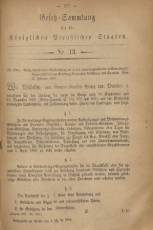 Gesetz-Sammlung für die Königlichen Preußischen Staaten. 1868, Nr. 13 (9 März)