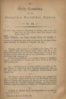 Gesetz-Sammlung für die Königlichen Preußischen Staaten. 1868, Nr. 15 (16 März)