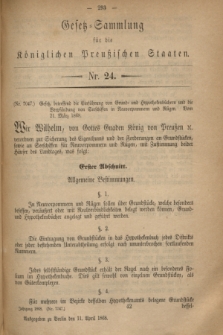 Gesetz-Sammlung für die Königlichen Preußischen Staaten. 1868, Nr. 24 (11 April)