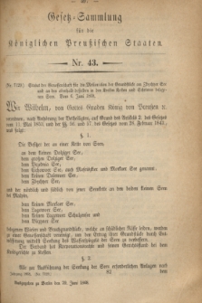 Gesetz-Sammlung für die Königlichen Preußischen Staaten. 1868, Nr. 43 (29 Juni)
