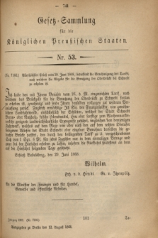 Gesetz-Sammlung für die Königlichen Preußischen Staaten. 1868, Nr. 53 (12 August)