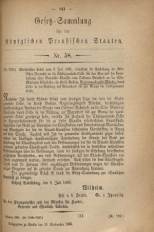 Gesetz-Sammlung für die Königlichen Preußischen Staaten. 1868, Nr. 58 (18 September)