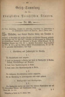 Gesetz-Sammlung für die Königlichen Preußischen Staaten. 1868, Nr. 66 (22 October)