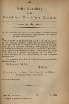 Gesetz-Sammlung für die Königlichen Preußischen Staaten. 1868, Nr. 68 (29 October)