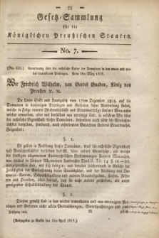 Gesetz-Sammlung für die Königlichen Preußischen Staaten. 1819, No. 7 (5 April) + wkładka