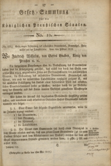 Gesetz-Sammlung für die Königlichen Preußischen Staaten. 1819, No. 10 (1 Mai) + wkładka