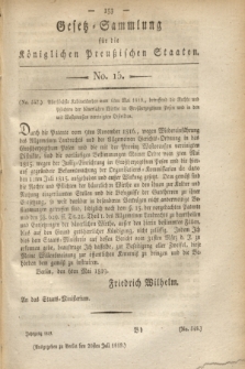 Gesetz-Sammlung für die Königlichen Preußischen Staaten. 1819, No. 15 (20 Juli) + wkładka
