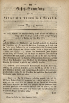 Gesetz-Sammlung für die Königlichen Preußischen Staaten. 1819, No. 19 (16 September)