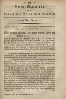 Gesetz-Sammlung für die Königlichen Preußischen Staaten. 1819, No. 21 (25 November)