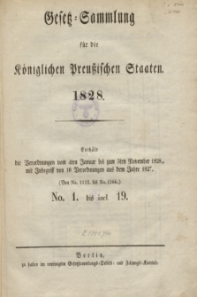 Gesetz-Sammlung für die Königlichen Preußischen Staaten. 1828, Spis treści