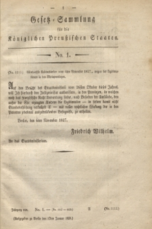 Gesetz-Sammlung für die Königlichen Preußischen Staaten. 1828, No. 1 (17 Januar)