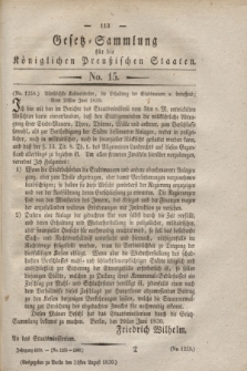 Gesetz-Sammlung für die Königlichen Preußischen Staaten. 1830, No. 15 (31 August)