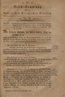 Gesetz-Sammlung für die Königlichen Preußischen Staaten. 1830, No. 19 (11 November)