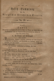 Gesetz-Sammlung für die Königlichen Preußischen Staaten. 1830, No. 20 (24 November) + dod.