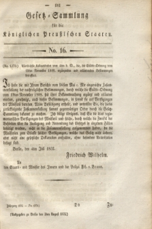 Gesetz-Sammlung für die Königlichen Preußischen Staaten. 1832, No. 16 (3 August)
