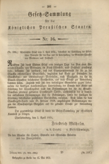 Gesetz-Sammlung für die Königlichen Preußischen Staaten. 1854, Nr. 16 (15 Mai)