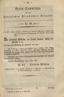Gesetz-Sammlung für die Königlichen Preußischen Staaten. 1854, Nr. 19 (27 Mai)