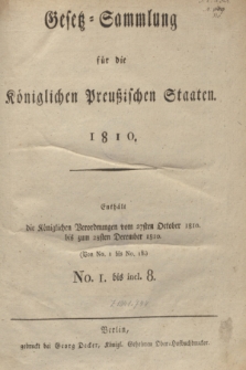 Gesetz-Sammlung für die Königlichen Preußischen Staaten. 1810, Spis treści