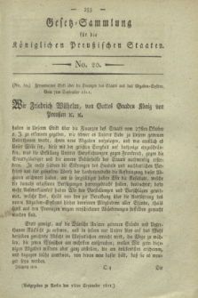 Gesetz-Sammlung für die Königlichen Preußischen Staaten. 1811, No. 20 (18 September)