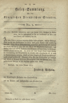 Gesetz-Sammlung für die Königlichen Preußischen Staaten. 1813, No. 2 (29 Januar)