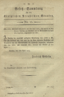Gesetz-Sammlung für die Königlichen Preußischen Staaten. 1813, No. 11 (26 Juni) + wkładka