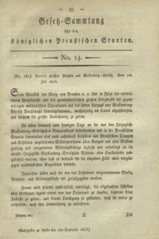 Gesetz-Sammlung für die Königlichen Preußischen Staaten. 1813, No. 14 (7 September)