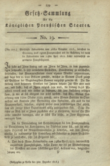 Gesetz-Sammlung für die Königlichen Preußischen Staaten. 1813, No. 19 (9 Dezember)