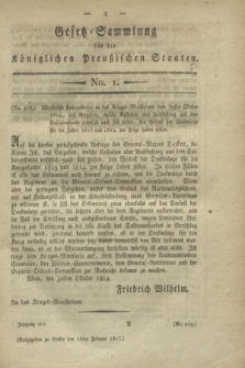 Gesetz-Sammlung für die Königlichen Preußischen Staaten. 1815, No. 1 (16 Februar)