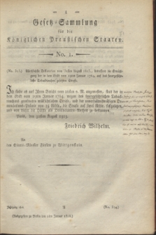 Gesetz-Sammlung für die Königlichen Preußischen Staaten. 1816, No. 1 (9 Januar)