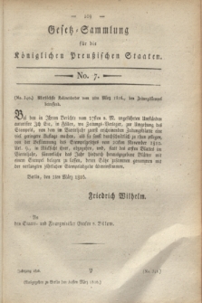 Gesetz-Sammlung für die Königlichen Preußischen Staaten. 1816, No. 7 (30 März)