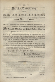 Gesetz-Sammlung für die Königlichen Preußischen Staaten. 1816, No. 12 (16 Juni)