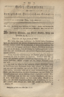 Gesetz-Sammlung für die Königlichen Preußischen Staaten. 1816, No. 14 (25 Juni)