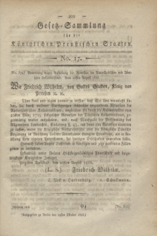 Gesetz-Sammlung für die Königlichen Preußischen Staaten. 1816, No. 17 (29 Oktober)