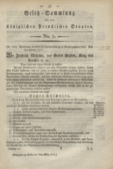Gesetz-Sammlung für die Königlichen Preußischen Staaten. 1817, No. 5 (18 März)