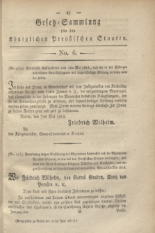 Gesetz-Sammlung für die Königlichen Preußischen Staaten. 1818, No. 6 (11 Juni)