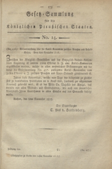 Gesetz-Sammlung für die Königlichen Preußischen Staaten. 1818, No. 14 (20 November)