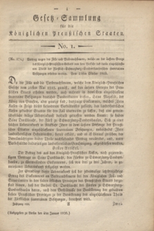 Gesetz-Sammlung für die Königlichen Preußischen Staaten. 1820, No. 1 (4 Januar)