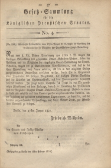 Gesetz-Sammlung für die Königlichen Preußischen Staaten. 1820, No. 4 (15 Februar)