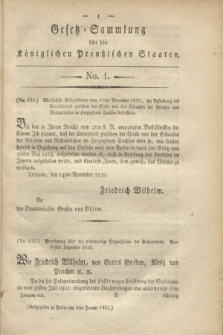Gesetz-Sammlung für die Königlichen Preußischen Staaten. 1821, No. 1 (9 Januar)