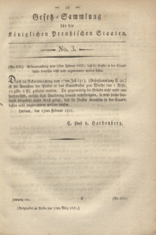 Gesetz-Sammlung für die Königlichen Preußischen Staaten. 1821, No. 3 (15 März)
