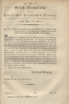 Gesetz-Sammlung für die Königlichen Preußischen Staaten. 1821, No.13 (13 September)