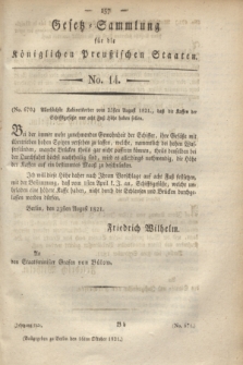 Gesetz-Sammlung für die Königlichen Preußischen Staaten. 1821, No. 14 (16 Oktober) + wkładka